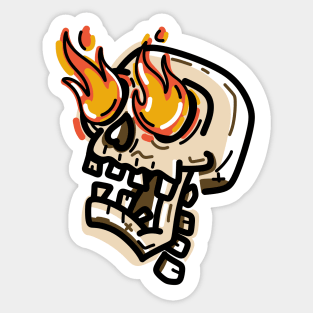 Skull Fire Mininmalist Sticker